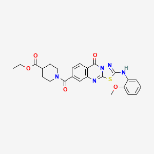 molecular formula C25H25N5O5S B14966565 Ethyl 1-[[2-[(2-methoxyphenyl)amino]-5-oxo-5H-1,3,4-thiadiazolo[2,3-b]quinazolin-8-yl]carbonyl]-4-piperidinecarboxylate CAS No. 896704-21-5