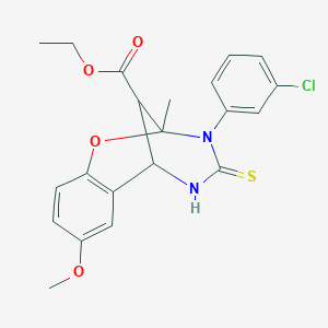 molecular formula C21H21ClN2O4S B14966598 ethyl 3-(3-chlorophenyl)-8-methoxy-2-methyl-4-thioxo-3,4,5,6-tetrahydro-2H-2,6-methano-1,3,5-benzoxadiazocine-11-carboxylate 