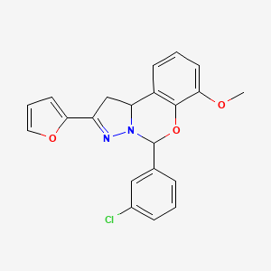 molecular formula C21H17ClN2O3 B14966680 5-(3-Chlorophenyl)-2-(furan-2-yl)-7-methoxy-1,10b-dihydropyrazolo[1,5-c][1,3]benzoxazine 