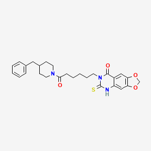 molecular formula C27H31N3O4S B14966717 7-(6-(4-benzylpiperidin-1-yl)-6-oxohexyl)-6-thioxo-6,7-dihydro-[1,3]dioxolo[4,5-g]quinazolin-8(5H)-one 