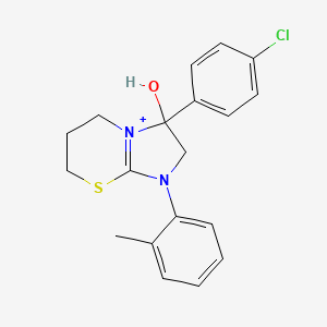 3-(4-chlorophenyl)-3-hydroxy-1-(2-methylphenyl)-2,3,6,7-tetrahydro-5H-imidazo[2,1-b][1,3]thiazin-1-ium