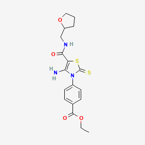 molecular formula C18H21N3O4S2 B14966752 Ethyl 4-[4-amino-5-(oxolan-2-ylmethylcarbamoyl)-2-sulfanylidene-1,3-thiazol-3-yl]benzoate 