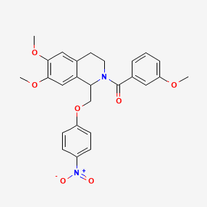 (6,7-dimethoxy-1-((4-nitrophenoxy)methyl)-3,4-dihydroisoquinolin-2(1H)-yl)(3-methoxyphenyl)methanone