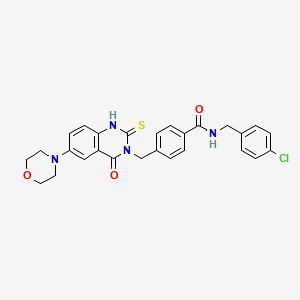 N-[(4-chlorophenyl)methyl]-4-[(6-morpholin-4-yl-4-oxo-2-sulfanylidene-1H-quinazolin-3-yl)methyl]benzamide