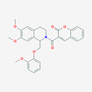 3-(6,7-dimethoxy-1-((2-methoxyphenoxy)methyl)-1,2,3,4-tetrahydroisoquinoline-2-carbonyl)-2H-chromen-2-one