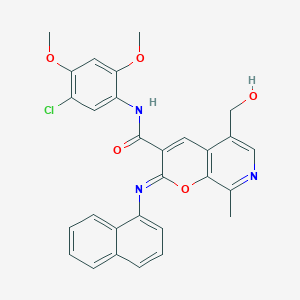 (2Z)-N-(5-chloro-2,4-dimethoxyphenyl)-5-(hydroxymethyl)-8-methyl-2-(naphthalen-1-ylimino)-2H-pyrano[2,3-c]pyridine-3-carboxamide