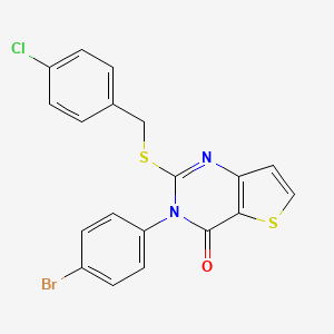 molecular formula C19H12BrClN2OS2 B14966877 3-(4-bromophenyl)-2-[(4-chlorobenzyl)sulfanyl]thieno[3,2-d]pyrimidin-4(3H)-one 