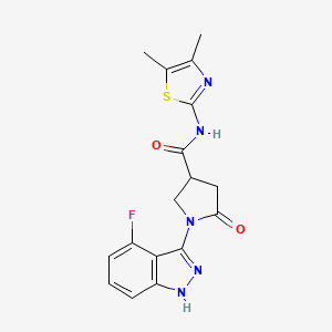 molecular formula C17H16FN5O2S B14966886 N-(4,5-dimethyl-1,3-thiazol-2-yl)-1-(4-fluoro-1H-indazol-3-yl)-5-oxopyrrolidine-3-carboxamide 