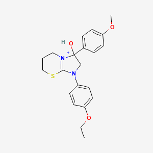 molecular formula C21H25N2O3S+ B14966941 1-(4-ethoxyphenyl)-3-hydroxy-3-(4-methoxyphenyl)-2,3,6,7-tetrahydro-5H-imidazo[2,1-b][1,3]thiazin-1-ium 