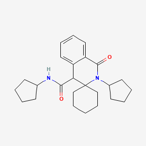 molecular formula C25H34N2O2 B14967009 N,2'-dicyclopentyl-1'-oxo-1',4'-dihydro-2'H-spiro[cyclohexane-1,3'-isoquinoline]-4'-carboxamide 