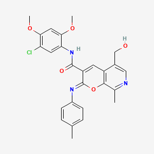 (2Z)-N-(5-chloro-2,4-dimethoxyphenyl)-5-(hydroxymethyl)-8-methyl-2-[(4-methylphenyl)imino]-2H-pyrano[2,3-c]pyridine-3-carboxamide