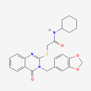 2-{[3-(1,3-benzodioxol-5-ylmethyl)-4-oxo-3,4-dihydroquinazolin-2-yl]sulfanyl}-N-cyclohexylacetamide