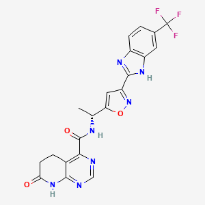 molecular formula C21H16F3N7O3 B1496709 (R)-7-Oxo-N-(1-(3-(6-(trifluoromethyl)-1H-benzo[d]imidazol-2-yl)isoxazol-5-yl)ethyl)-5,6,7,8-tetrahydropyrido[2,3-d]pyrimidine-4-carboxamide CAS No. 893444-07-0