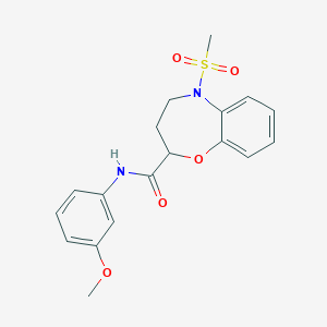 molecular formula C18H20N2O5S B14967110 N-(3-methoxyphenyl)-5-(methylsulfonyl)-2,3,4,5-tetrahydro-1,5-benzoxazepine-2-carboxamide 