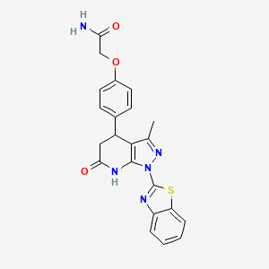 molecular formula C22H19N5O3S B14967117 2-(4-(1-(Benzo[d]thiazol-2-yl)-3-methyl-6-oxo-4,5,6,7-tetrahydro-1H-pyrazolo[3,4-b]pyridin-4-yl)phenoxy)acetamide 