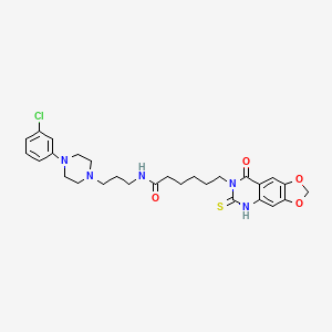 N-(3-(4-(3-chlorophenyl)piperazin-1-yl)propyl)-6-(8-oxo-6-thioxo-5,6-dihydro-[1,3]dioxolo[4,5-g]quinazolin-7(8H)-yl)hexanamide