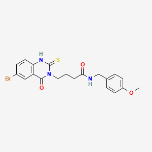 4-(6-bromo-4-oxo-2-sulfanylidene-1H-quinazolin-3-yl)-N-[(4-methoxyphenyl)methyl]butanamide