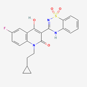molecular formula C21H18FN3O4S B1496720 1-(2-Cyclopropylethyl)-3-(1,1-Dioxido-2h-1,2,4-Benzothiadiazin-3-Yl)-6-Fluoro-4-Hydroxyquinolin-2(1h)-One CAS No. 477931-14-9