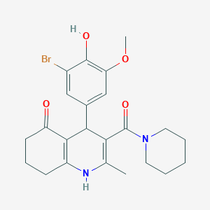 molecular formula C23H27BrN2O4 B14967213 4-(3-bromo-4-hydroxy-5-methoxyphenyl)-2-methyl-3-(piperidin-1-ylcarbonyl)-4,6,7,8-tetrahydroquinolin-5(1H)-one 