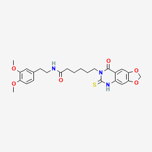 N-[2-(3,4-dimethoxyphenyl)ethyl]-6-(8-oxo-6-sulfanylidene-5H-[1,3]dioxolo[4,5-g]quinazolin-7-yl)hexanamide