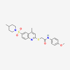 N-(4-methoxyphenyl)-2-({4-methyl-6-[(4-methylpiperidin-1-yl)sulfonyl]quinolin-2-yl}sulfanyl)acetamide