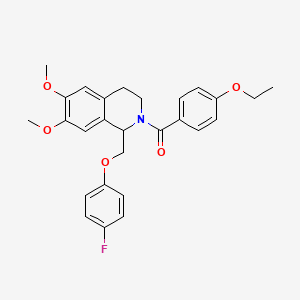 molecular formula C27H28FNO5 B14967361 (4-ethoxyphenyl)(1-((4-fluorophenoxy)methyl)-6,7-dimethoxy-3,4-dihydroisoquinolin-2(1H)-yl)methanone 