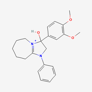 molecular formula C22H27N2O3+ B14967396 3-(3,4-dimethoxyphenyl)-3-hydroxy-1-phenyl-2,5,6,7,8,9-hexahydro-3H-imidazo[1,2-a]azepin-1-ium 