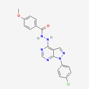 molecular formula C19H15ClN6O2 B14967433 N'-[1-(4-chlorophenyl)-1H-pyrazolo[3,4-d]pyrimidin-4-yl]-4-methoxybenzohydrazide 