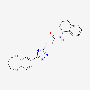 molecular formula C24H26N4O3S B14967444 2-{[5-(3,4-dihydro-2H-1,5-benzodioxepin-7-yl)-4-methyl-4H-1,2,4-triazol-3-yl]sulfanyl}-N-(1,2,3,4-tetrahydronaphthalen-1-yl)acetamide 