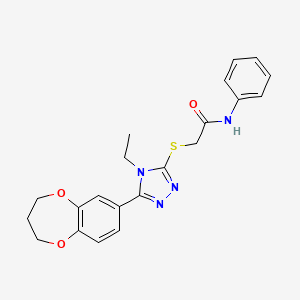 2-{[5-(3,4-dihydro-2H-1,5-benzodioxepin-7-yl)-4-ethyl-4H-1,2,4-triazol-3-yl]sulfanyl}-N-phenylacetamide