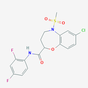 molecular formula C17H15ClF2N2O4S B14967499 7-chloro-N-(2,4-difluorophenyl)-5-(methylsulfonyl)-2,3,4,5-tetrahydro-1,5-benzoxazepine-2-carboxamide 