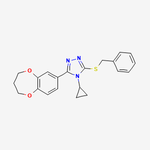 molecular formula C21H21N3O2S B14967506 3-(benzylsulfanyl)-4-cyclopropyl-5-(3,4-dihydro-2H-1,5-benzodioxepin-7-yl)-4H-1,2,4-triazole 