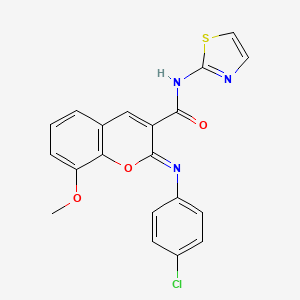 molecular formula C20H14ClN3O3S B14967604 (2Z)-2-[(4-chlorophenyl)imino]-8-methoxy-N-(1,3-thiazol-2-yl)-2H-chromene-3-carboxamide 