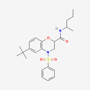 molecular formula C24H32N2O4S B14967664 6-tert-butyl-N-(pentan-2-yl)-4-(phenylsulfonyl)-3,4-dihydro-2H-1,4-benzoxazine-2-carboxamide 