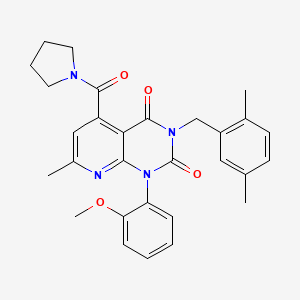 molecular formula C29H30N4O4 B14967676 3-(2,5-dimethylbenzyl)-1-(2-methoxyphenyl)-7-methyl-5-(pyrrolidin-1-ylcarbonyl)pyrido[2,3-d]pyrimidine-2,4(1H,3H)-dione 