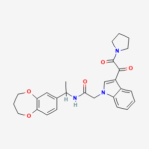 molecular formula C27H29N3O5 B14967696 N-[1-(3,4-dihydro-2H-1,5-benzodioxepin-7-yl)ethyl]-2-{3-[oxo(pyrrolidin-1-yl)acetyl]-1H-indol-1-yl}acetamide 