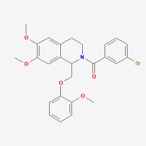 molecular formula C26H26BrNO5 B14967756 (3-bromophenyl)(6,7-dimethoxy-1-((2-methoxyphenoxy)methyl)-3,4-dihydroisoquinolin-2(1H)-yl)methanone 