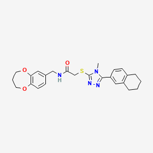 N-(3,4-dihydro-2H-1,5-benzodioxepin-7-ylmethyl)-2-{[4-methyl-5-(5,6,7,8-tetrahydronaphthalen-2-yl)-4H-1,2,4-triazol-3-yl]sulfanyl}acetamide