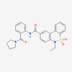 molecular formula C26H25N3O4S B14967802 6-Ethyl-N-[2-(1-pyrrolidinylcarbonyl)phenyl]-6H-dibenzo[C,E][1,2]thiazine-9-carboxamide 5,5-dioxide 