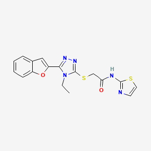 molecular formula C17H15N5O2S2 B14967814 2-{[5-(1-benzofuran-2-yl)-4-ethyl-4H-1,2,4-triazol-3-yl]sulfanyl}-N-(1,3-thiazol-2-yl)acetamide 