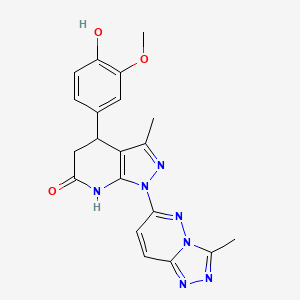 4-(4-hydroxy-3-methoxyphenyl)-3-methyl-1-(3-methyl[1,2,4]triazolo[4,3-b]pyridazin-6-yl)-4,5-dihydro-1H-pyrazolo[3,4-b]pyridin-6-ol