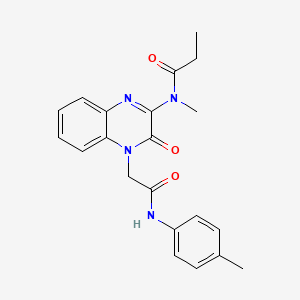 N-methyl-N-(4-{2-[(4-methylphenyl)amino]-2-oxoethyl}-3-oxo-3,4-dihydroquinoxalin-2-yl)propanamide