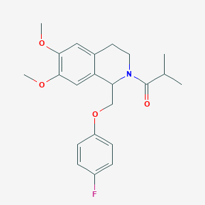 molecular formula C22H26FNO4 B14967946 1-(1-((4-fluorophenoxy)methyl)-6,7-dimethoxy-3,4-dihydroisoquinolin-2(1H)-yl)-2-methylpropan-1-one 