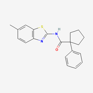 molecular formula C20H20N2OS B14968012 N-(6-methyl-1,3-benzothiazol-2-yl)-1-phenylcyclopentanecarboxamide 