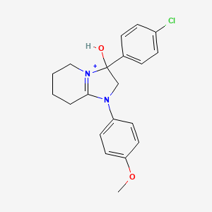 3-(4-Chlorophenyl)-3-hydroxy-1-(4-methoxyphenyl)-2,3,5,6,7,8-hexahydroimidazo[1,2-a]pyridin-1-ium