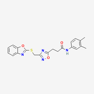 3-{3-[(1,3-benzoxazol-2-ylsulfanyl)methyl]-1,2,4-oxadiazol-5-yl}-N-(3,4-dimethylphenyl)propanamide