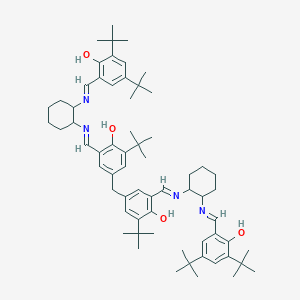 2-Tert-butyl-4-[[3-tert-butyl-5-[[2-[(3,5-ditert-butyl-2-hydroxyphenyl)methylideneamino]cyclohexyl]iminomethyl]-4-hydroxyphenyl]methyl]-6-[[2-[(3,5-ditert-butyl-2-hydroxyphenyl)methylideneamino]cyclohexyl]iminomethyl]phenol