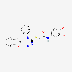 N-(1,3-benzodioxol-5-yl)-2-{[5-(1-benzofuran-2-yl)-4-phenyl-4H-1,2,4-triazol-3-yl]sulfanyl}acetamide