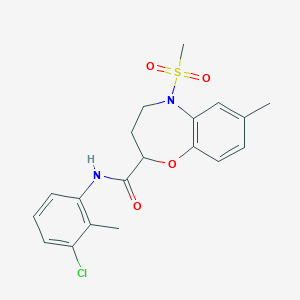 molecular formula C19H21ClN2O4S B14968102 N-(3-chloro-2-methylphenyl)-7-methyl-5-(methylsulfonyl)-2,3,4,5-tetrahydro-1,5-benzoxazepine-2-carboxamide 