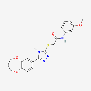 2-{[5-(3,4-dihydro-2H-1,5-benzodioxepin-7-yl)-4-methyl-4H-1,2,4-triazol-3-yl]sulfanyl}-N-(3-methoxyphenyl)acetamide